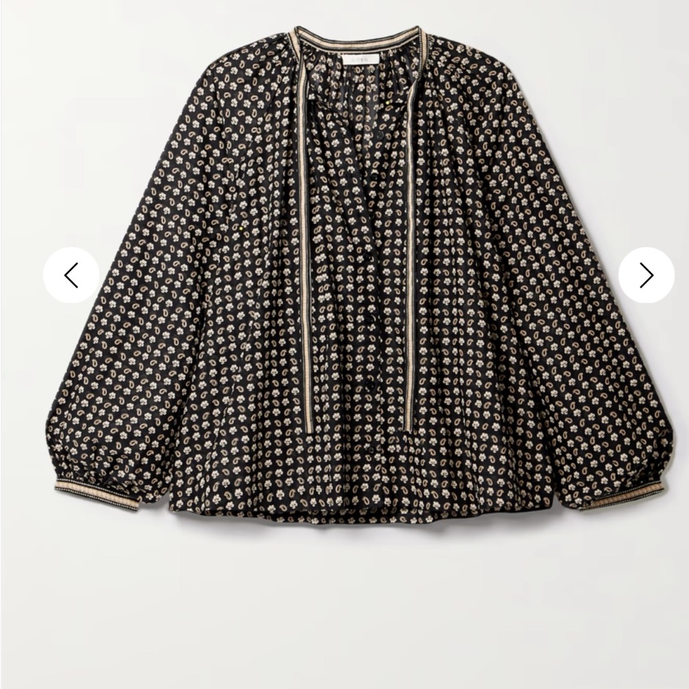 DÔEN Amina tie-detailed printed organic cotton-voile - XS